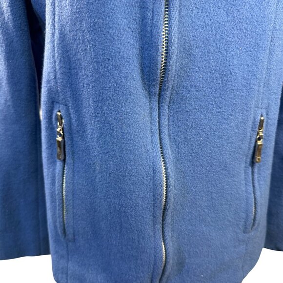 MDP Mario De Pinto Womens Wool Blend Blue Zip-Up Jacket - Picture 3 of 10